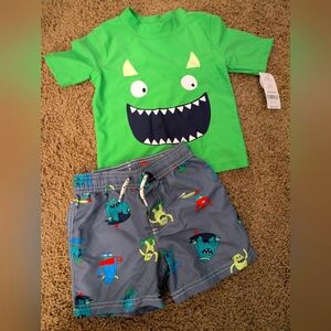 12, 18 or 24 month Carter's 2-piece rash guard swim set, NEW with tags